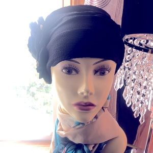 Unknown brand, one-size-fits-all, black turban with embellishment.